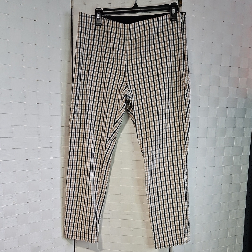 a new day Tan and Black Plaid Stretch Capris